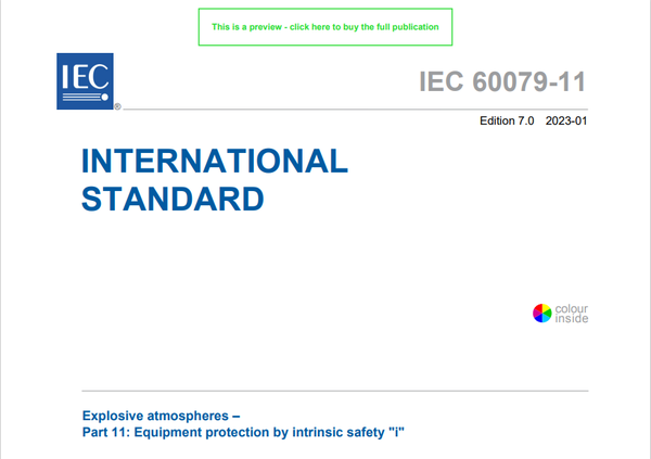 IEC防爆：本安型将于今年更新第七版（IEC 60079-11:2023) 