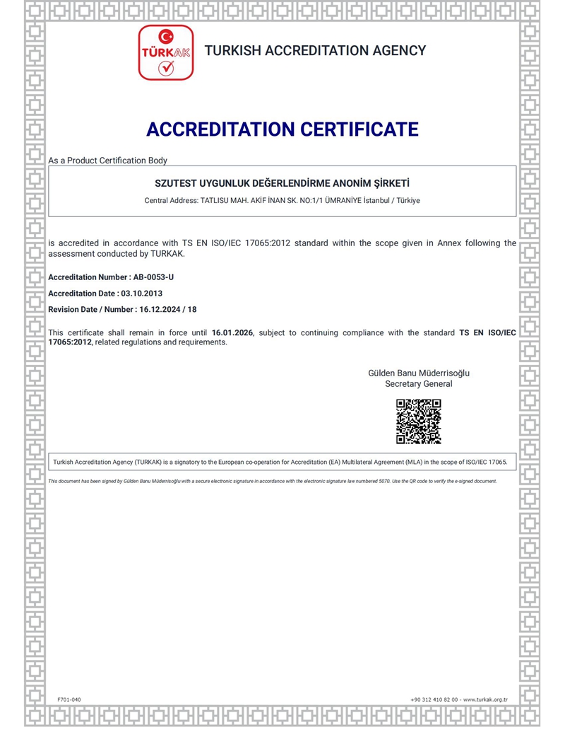 SZU Institution IEC 17065 Product Certification Qualification 